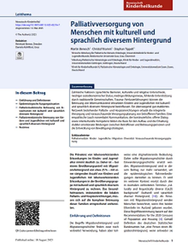 Cover: Palliativversorgung von Menschen mit kulturell und sprachlich diversem Hintergrund