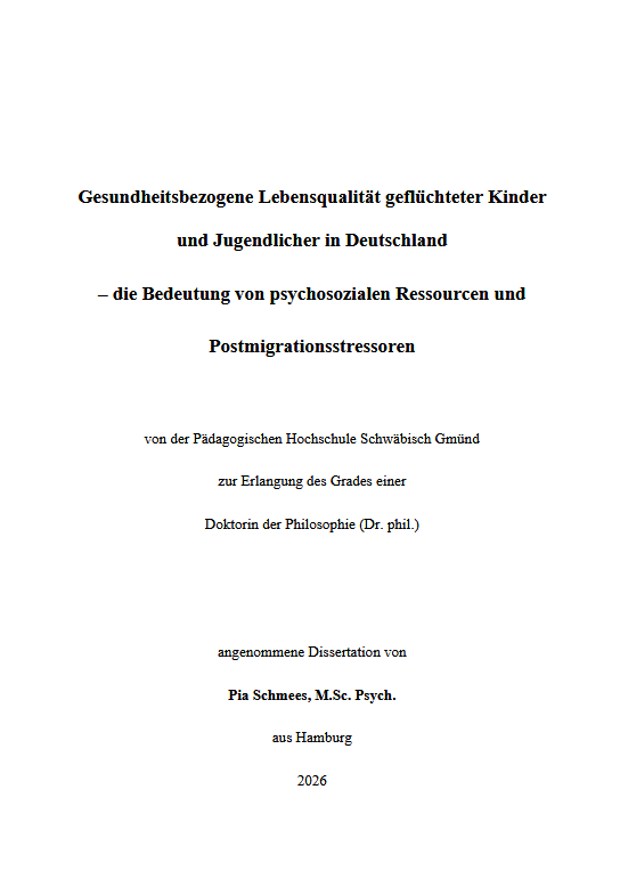 Cover: Gesundheitsbezogene Lebensqualität geflüchteter Kinder und Jugendlicher in Deutschland