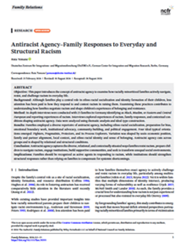 Cover: Antiracist agency–family responses to everyday and structural racism