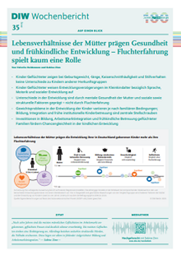 Cover: Lebensverhältnisse der Mütter prägen Gesundheit und frühkindliche Entwicklung – Fluchterfahrung spielt kaum eine Rolle