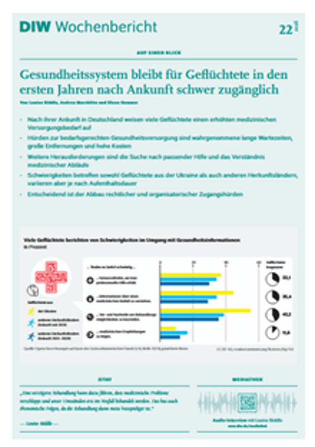 Cover: Gesundheitssystem ist für Geflüchtete in den ersten Jahren nach Ankunft schwer zugänglich