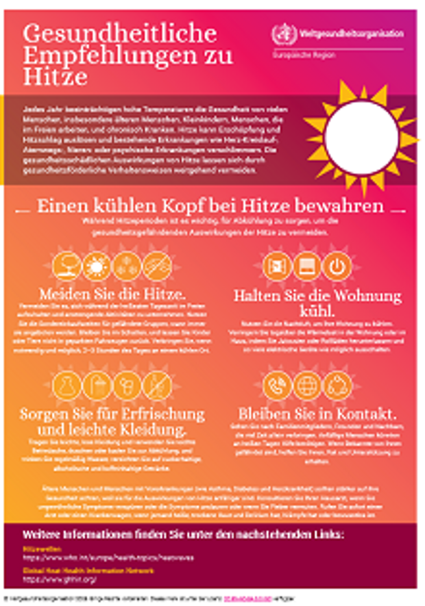 Poster: WHO: Gesundheitliche Empfehlungen bei Hitze