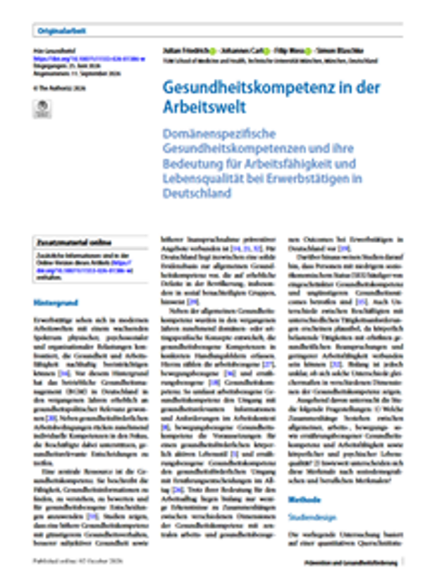 Cover: Gesundheitskompetenz in der Arbeitswelt