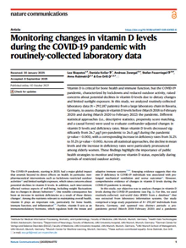 Cover: COVID-19: Vitamin-D-Spiegel während der Pandemie gesunken