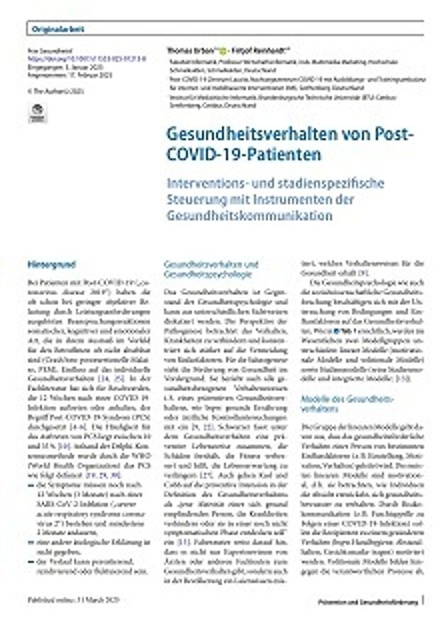 Ansicht der ersten Seite des Artikels