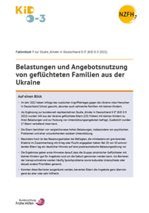 Cover: Belastungen und Angebotsnutzung von geflüchteten Familien aus der Ukraine
