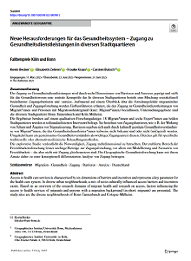 Cover: Ansicht der ersten Seite des Artikels
