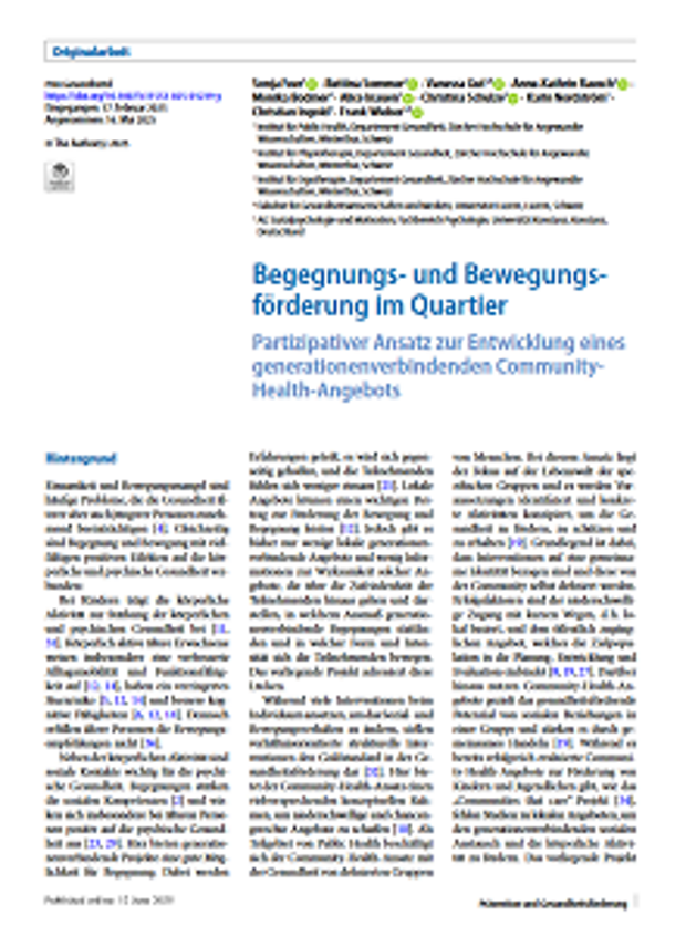 Ansicht der ersten Seite des Artikels