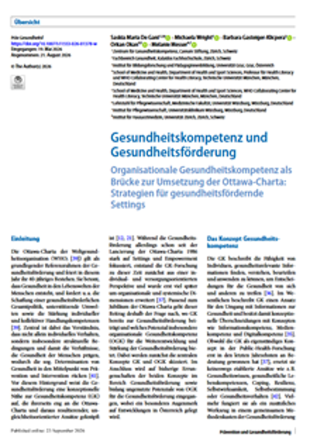 Cover: Gesundheitskompetenz und Gesundheitsförderung