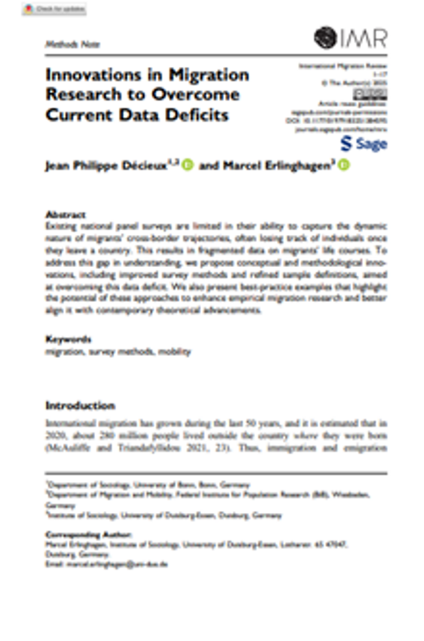 Cover: Innovations in Migration Research to Overcome Current Data Deficits