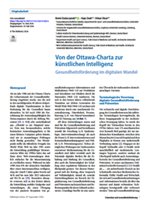 Cover: Von der Ottawa-Charta zur künstlichen Intelligenz