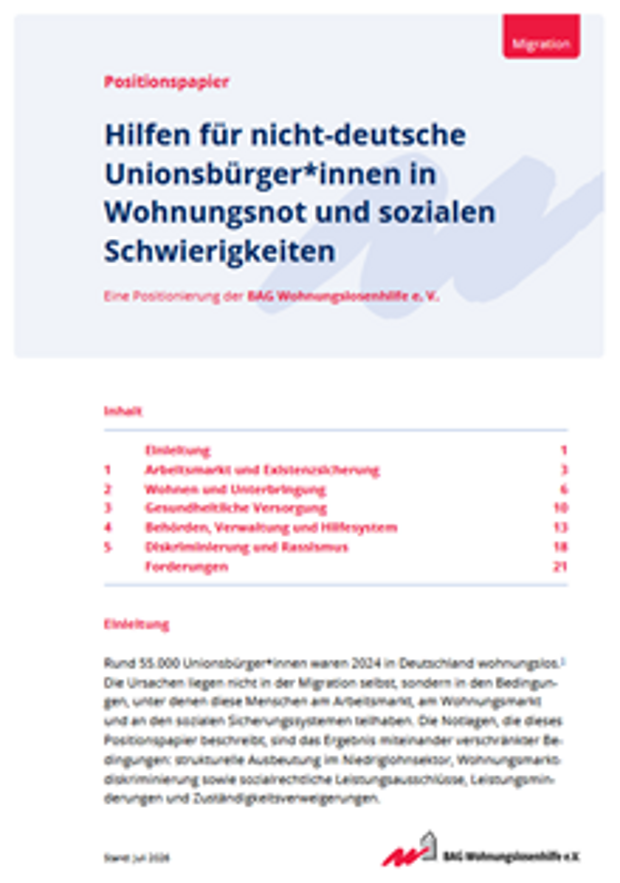 Cover: Hilfen für nicht-deutsche Unionsbürgerinnen und Unionsbürger in Wohnungsnot und sozialen Schwierigkeiten