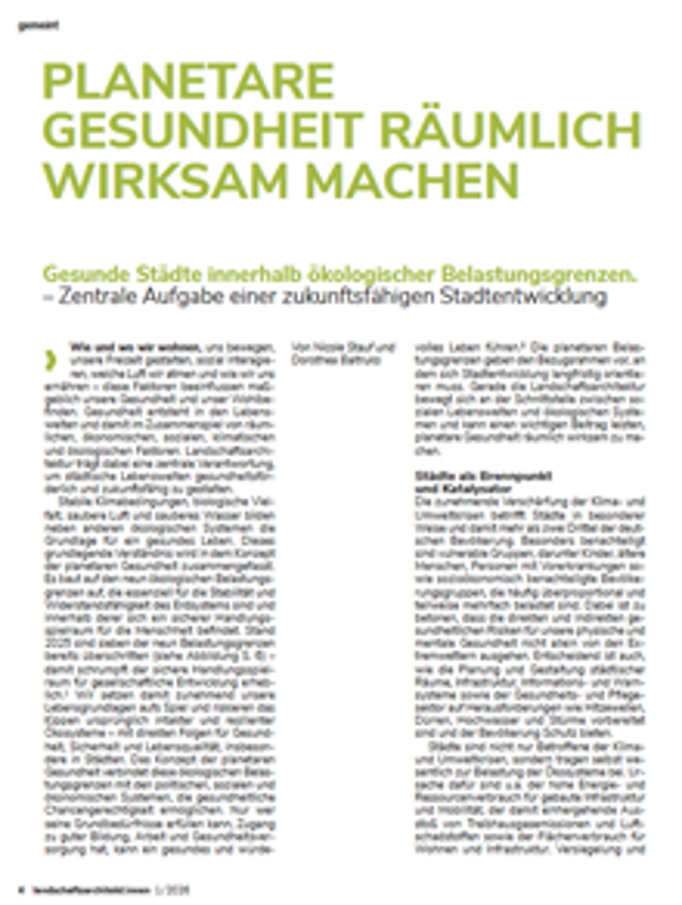 Cover: Planetare Gesundheit räumlich wirksam ma-chen