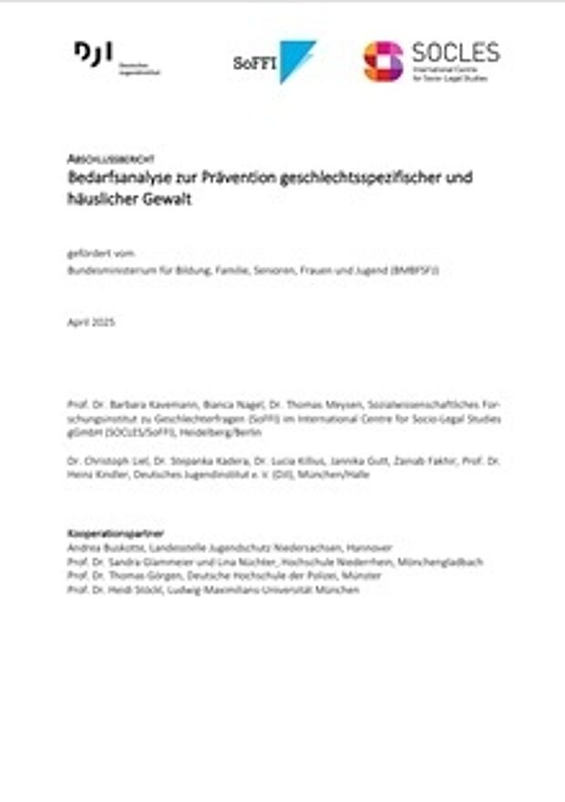 Cover: Bedarfsanalyse zur Prävention geschlechtsspezifischer und häuslicher Gewalt