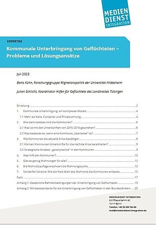 Kommunale Unterbringung von Geflüchteten – Probleme und Lösungsansätze 