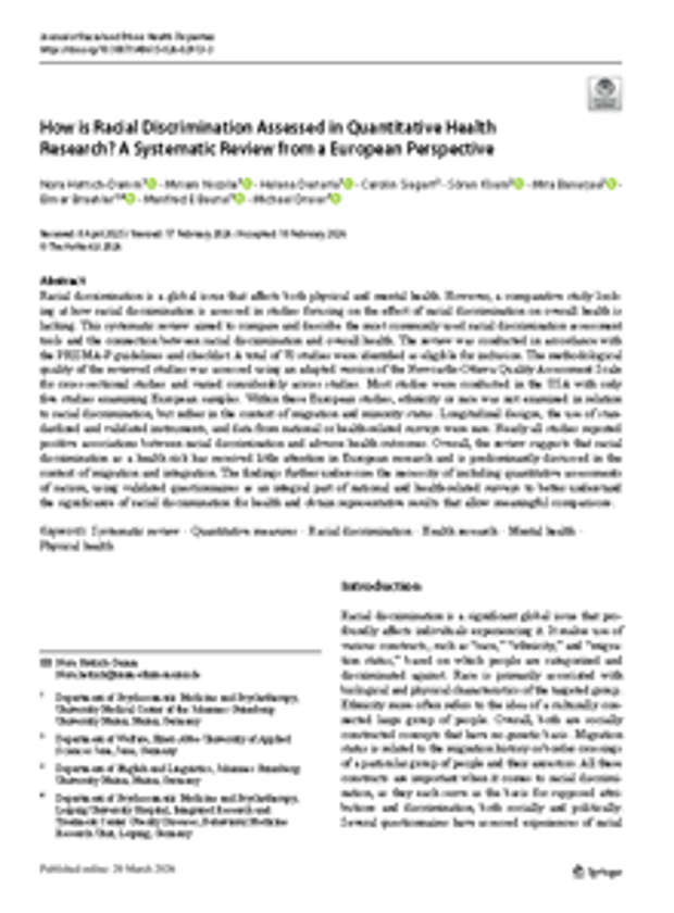 Cover: How is Racial Discrimination Assessed in Quantitative Health Research? 