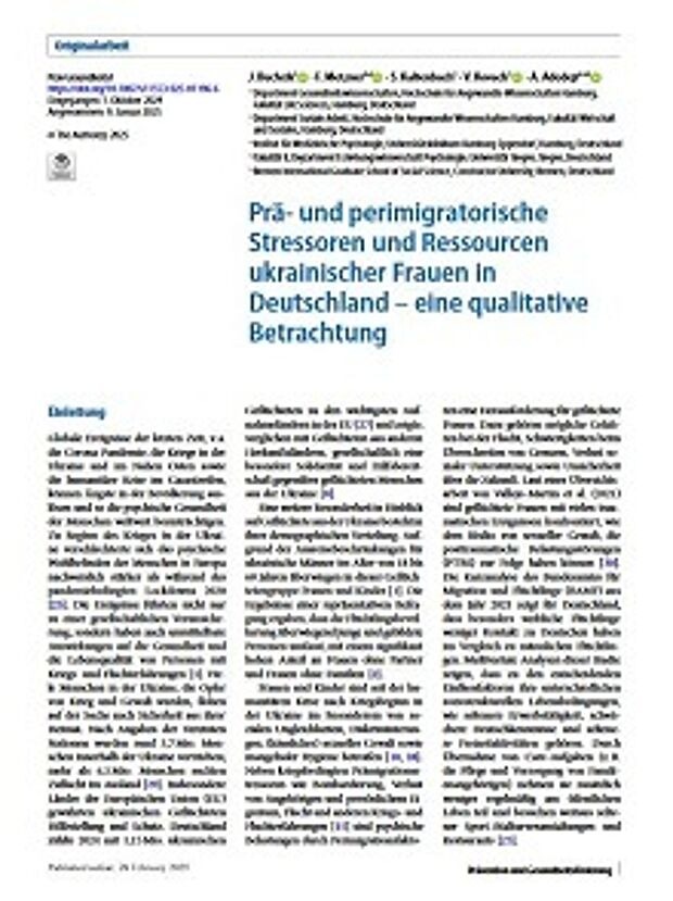 Ansicht der ersten Seite des Artikels
