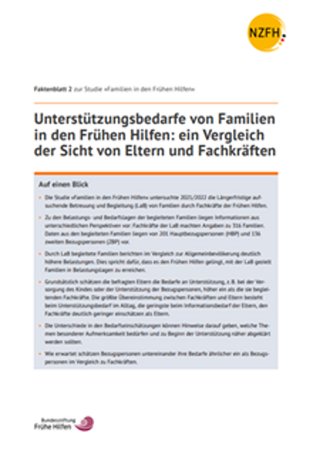 Cover: Faktenblatt: Unterstützungsbedarfe von Familien