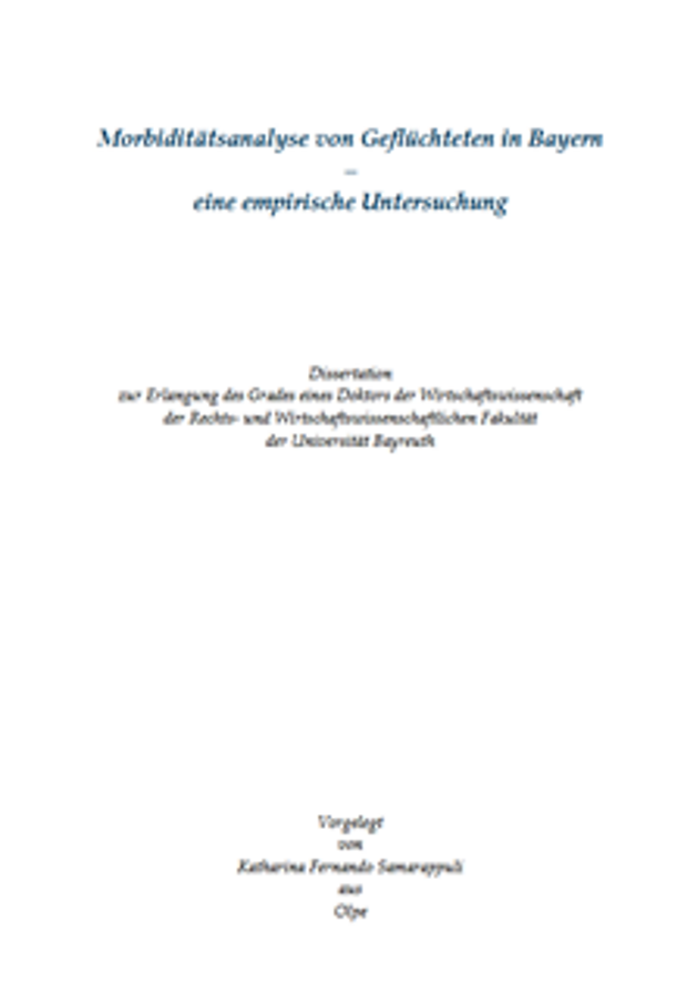Logo: Morbiditätsanalyse von Geflüchteten in Bayern – eine empirische Untersuchung 