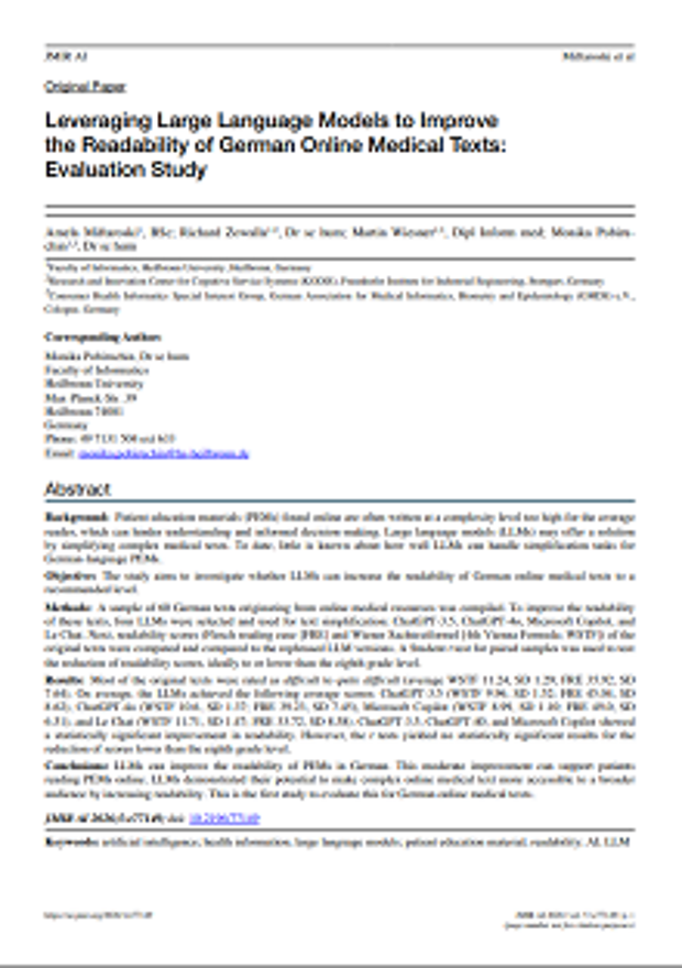 Cover: KI kann medizinische Online-Texte verständlicher machen