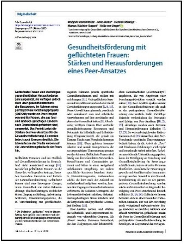 Ansicht der ersten Seite des Beitrags