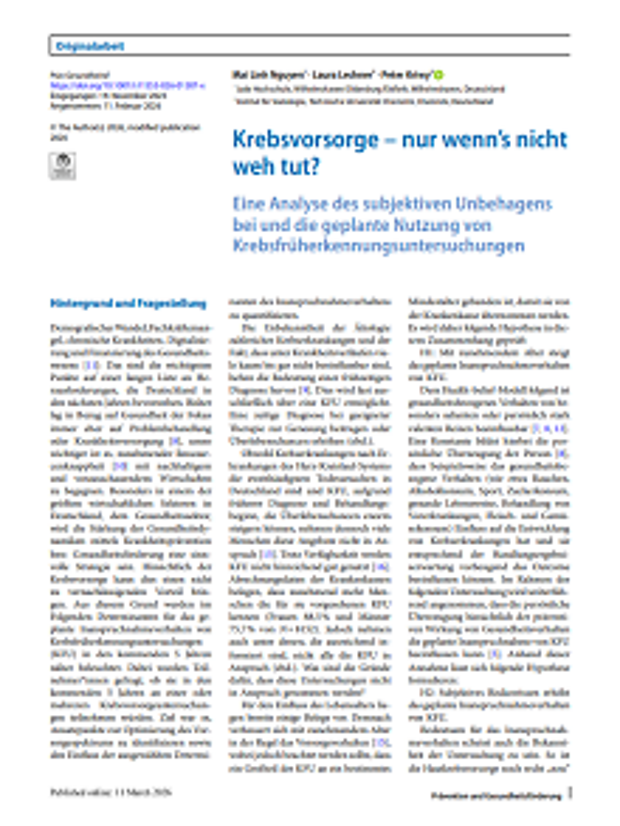 Cover: Krebsvorsorge – nur wenn’s nicht weh tut?