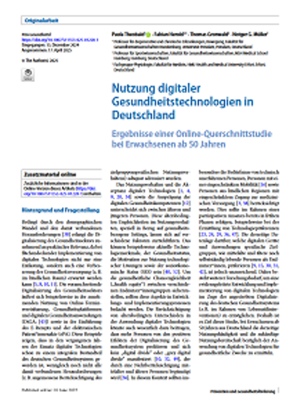 Ansicht erste Seite der Veröffentlichung