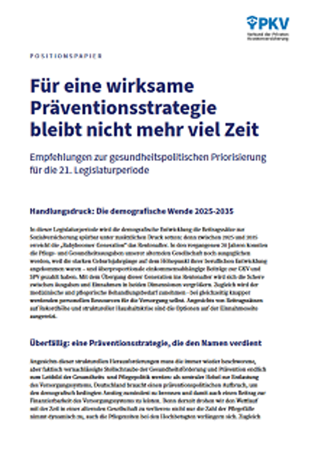 Cover: Empfehlungen zur gesundheitspolitischen Priorisierung für die 21. Legislaturperiode 
