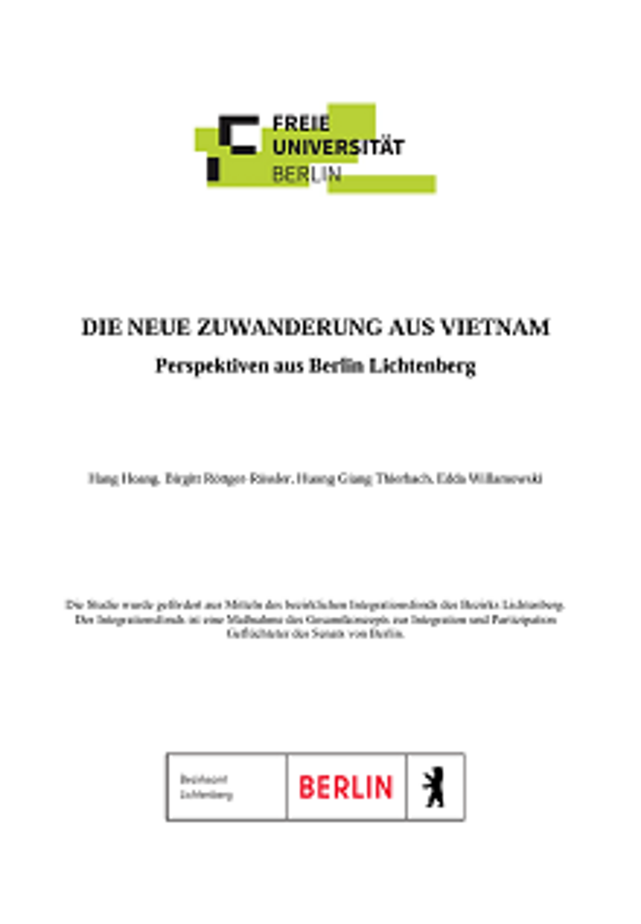 Cover: Zuwanderung aus Vietnam