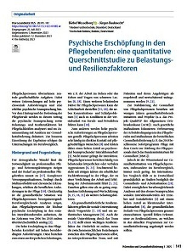 Ansicht der ersten Seite des Artikels