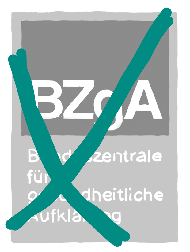 Logo der BZgA durchgestrichen Logo der BZgA durchgestrichen