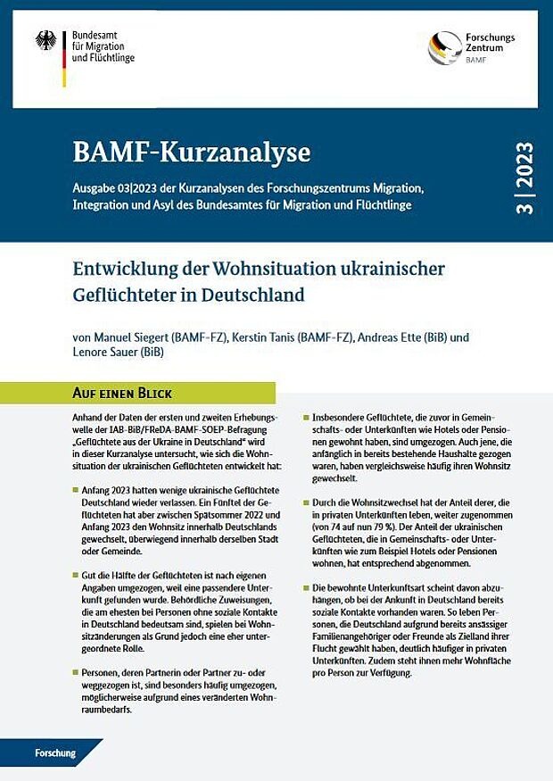 Entwicklung der Wohnsituation ukrainischer Geflüchteter in Deutschland