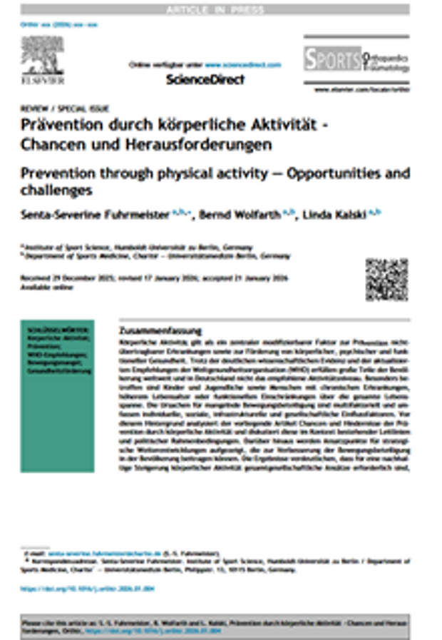Cover:Prävention durch körperliche Aktivität