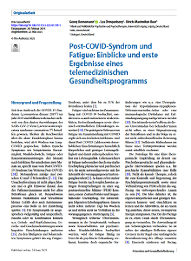 Cover: Studie Post-COVID und Fatigue