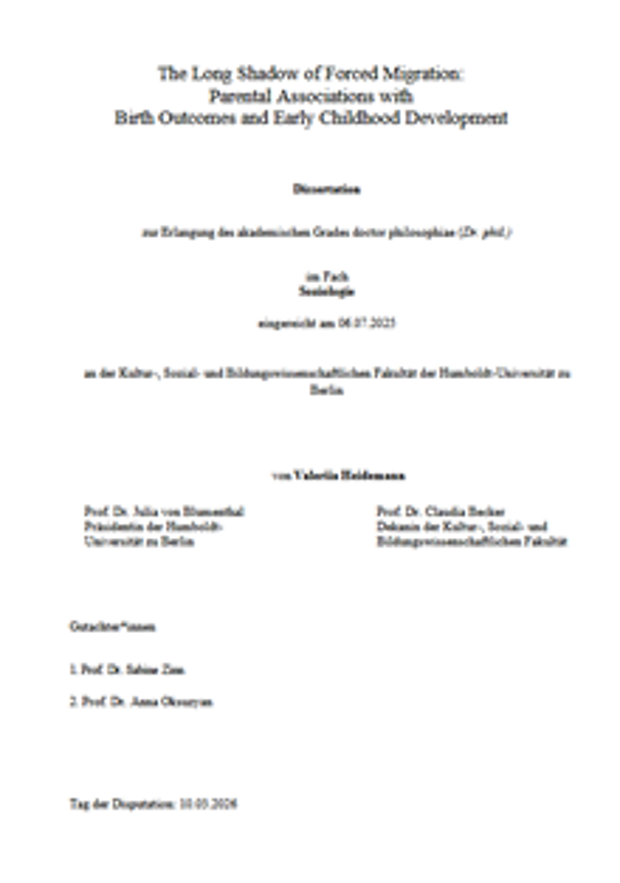 Cover: The Long Shadow of Forced Migration: Parental Associations with Birth Outcomes and Early Childhood Development 