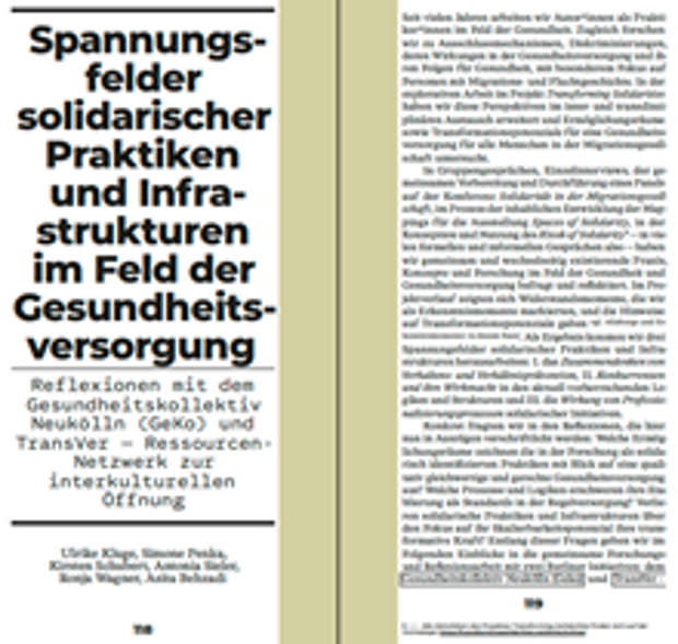 Cover: Spannungsfelder solidarischer Praktiken und Infrastrukturen im Feld der Gesundheitsversorgung