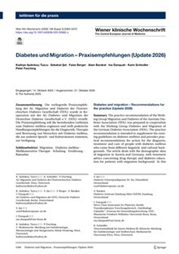 Cover: Diabetes und Migration – Praxisempfehlungen (Update 2026)