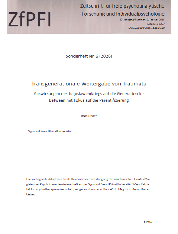 Cover: Transgenerationale Weitergabe von Traumata 